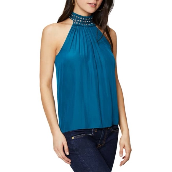 Ramy Brook Tops - Ramy Brook Cara Embellished Mock-Neck Halter Top